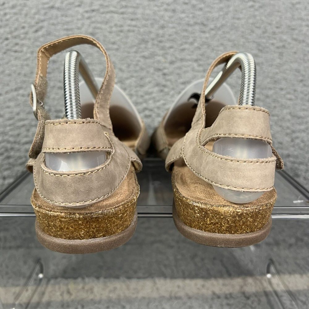 Earth Origins Shoes Palomos Peyton Cork Wedge Size 9.5M Leather Flats Taupe - Picture 7 of 10